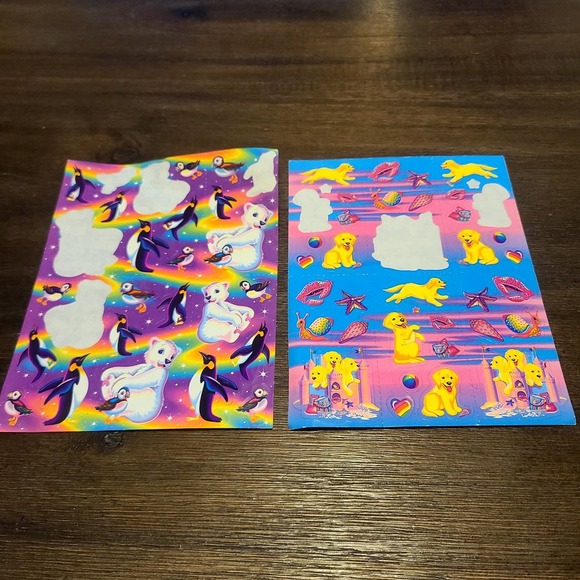 Vintage Lisa Frank Stickers‎ Penguins Puppies Polar Bear Lot 2 Sheets S276 S364 - Picture 1 of 7